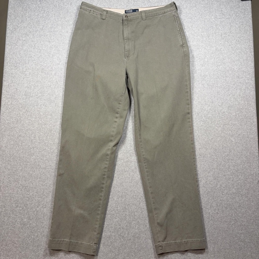 Polo Ralph Lauren Pants Mens 38x34 Green Philip Chino Straight Casual Cotton